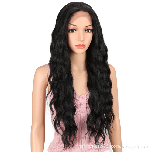 Fashion HT 28 inch wave hair lace frontal wig synthetic hair for women bohemian nature color hair synthetic wigs